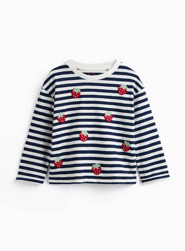 Mono Stripe Strawberry Print Long Sleeve Top 2-3 years