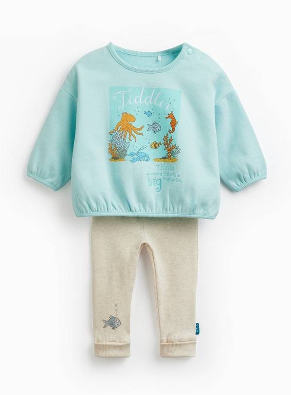 Blue & Cream The Tiddler Print Sweat Set 12-18 months