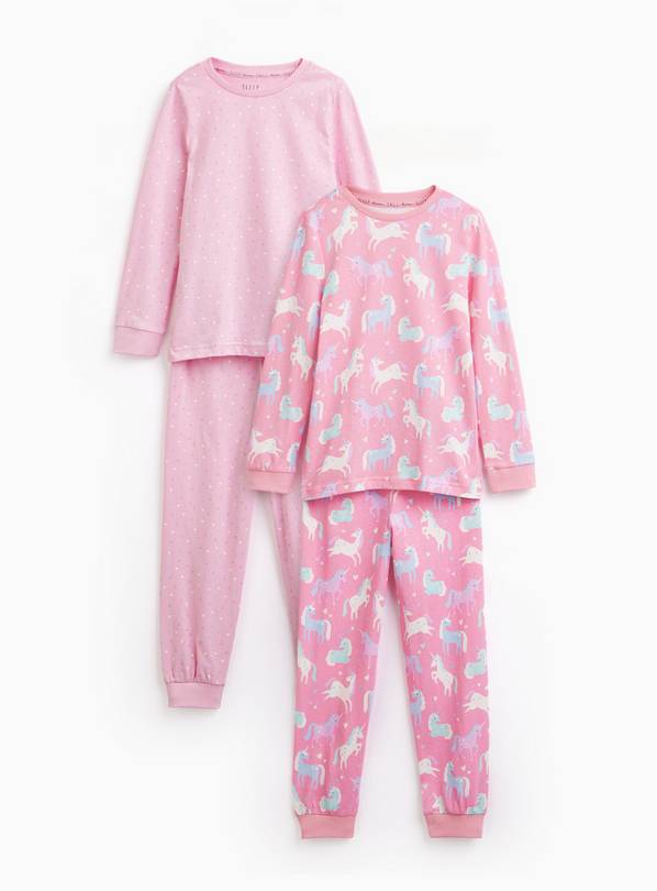 Unicorn Heart Printed Pyjama Set 2 Pack 3-4 years