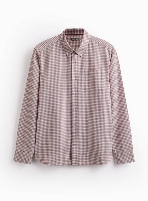 Pink Gingham Check Long Sleeve Oxford Shirt XXXXL