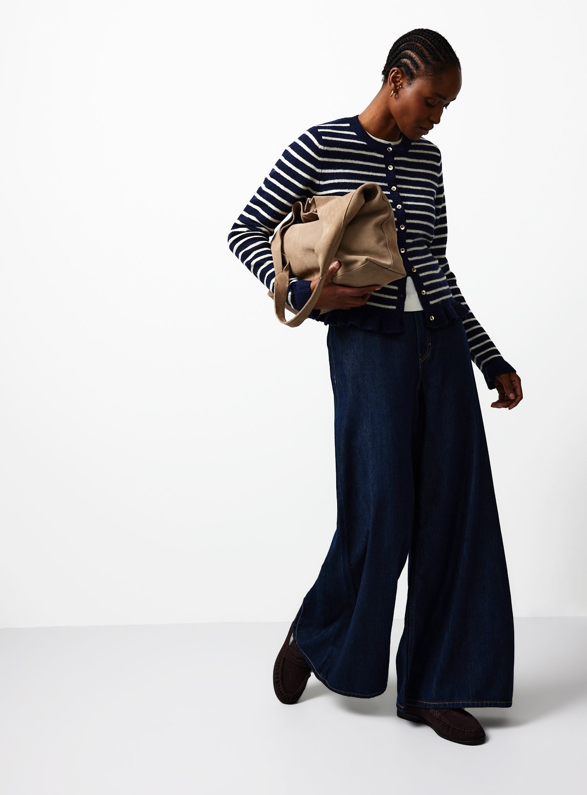 Navy Frill Hem Button Cardigan 8 - Image 2 thumbnail