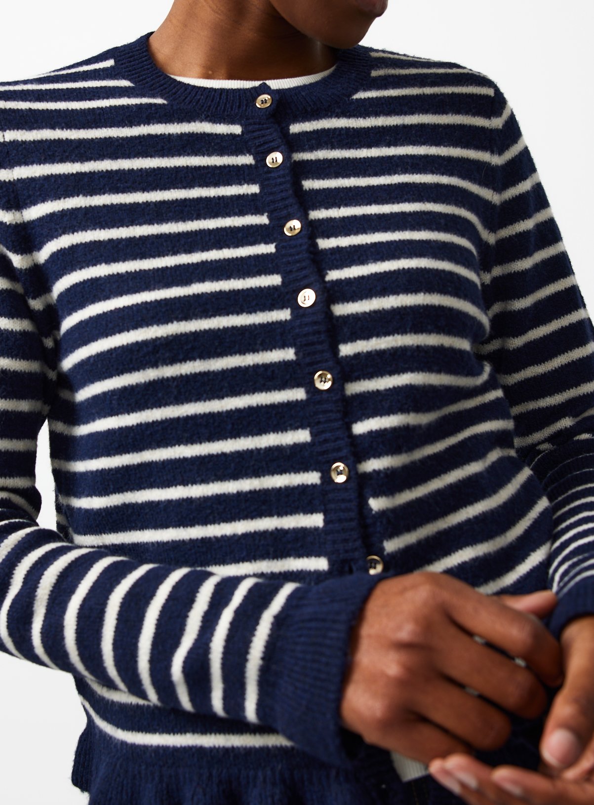 Navy Frill Hem Button Cardigan 8 - Image 3 thumbnail
