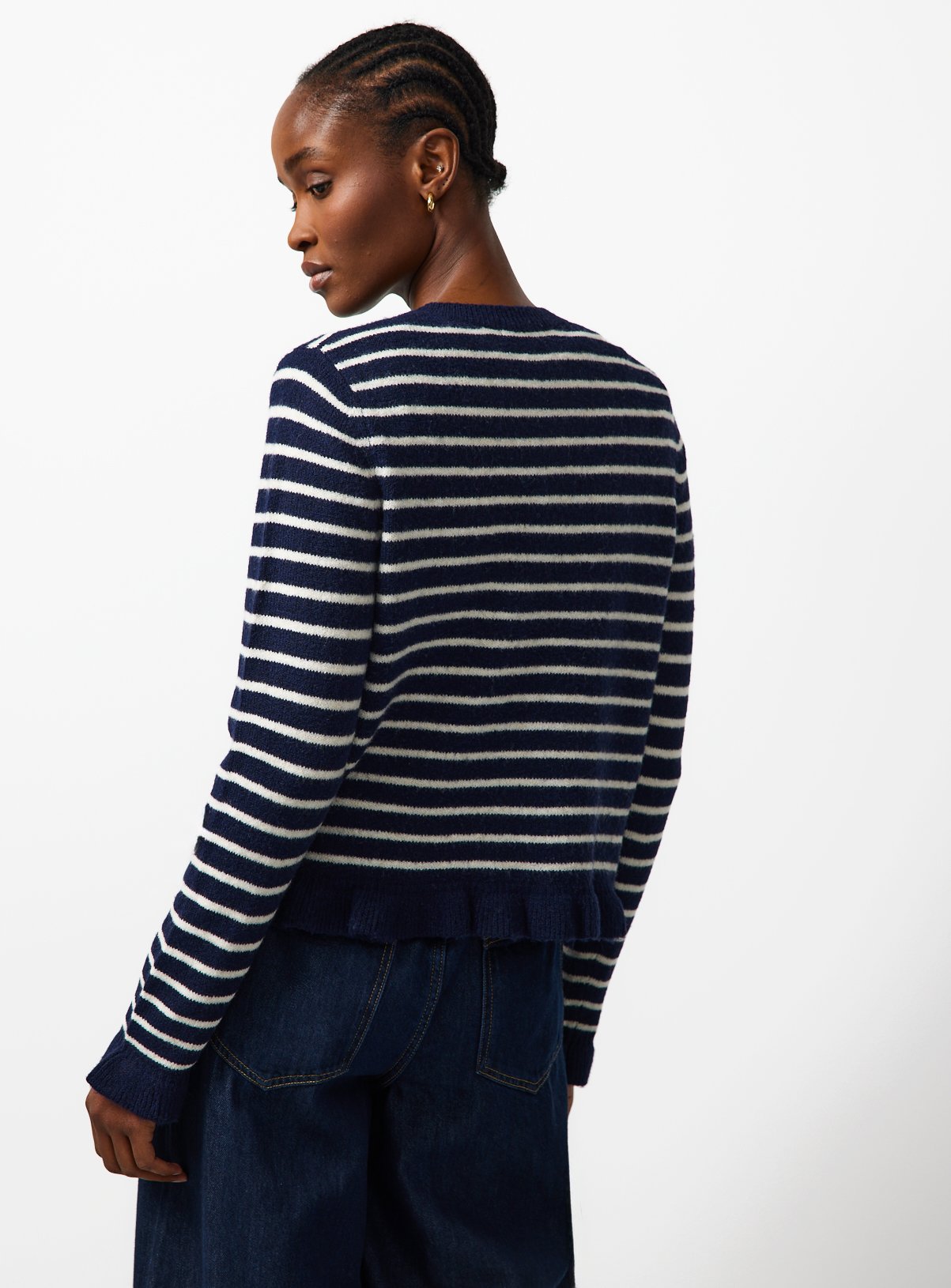 Navy Frill Hem Button Cardigan 8 - Image 4 thumbnail