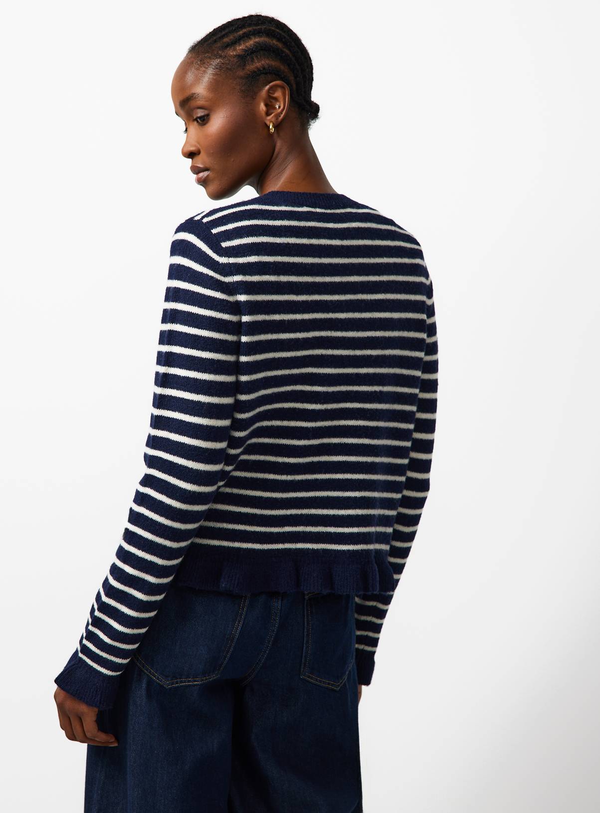 Navy Frill Hem Button Cardigan 8 - Image 4