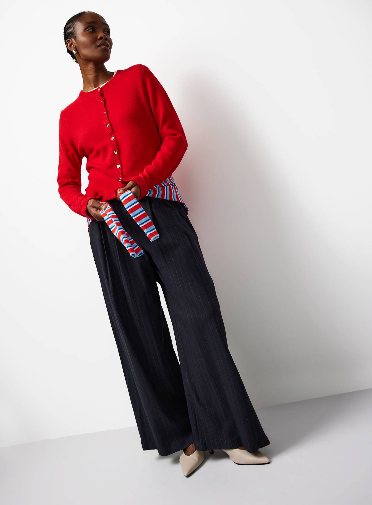 Red Frill Hem Button Cardigan 16 - Image 2
