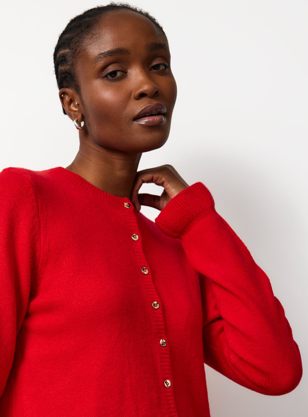Red Frill Hem Button Cardigan 16 - Image 3 thumbnail