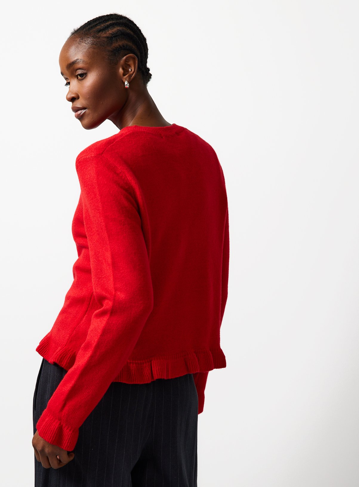Red Frill Hem Button Cardigan 16 - Image 4 thumbnail