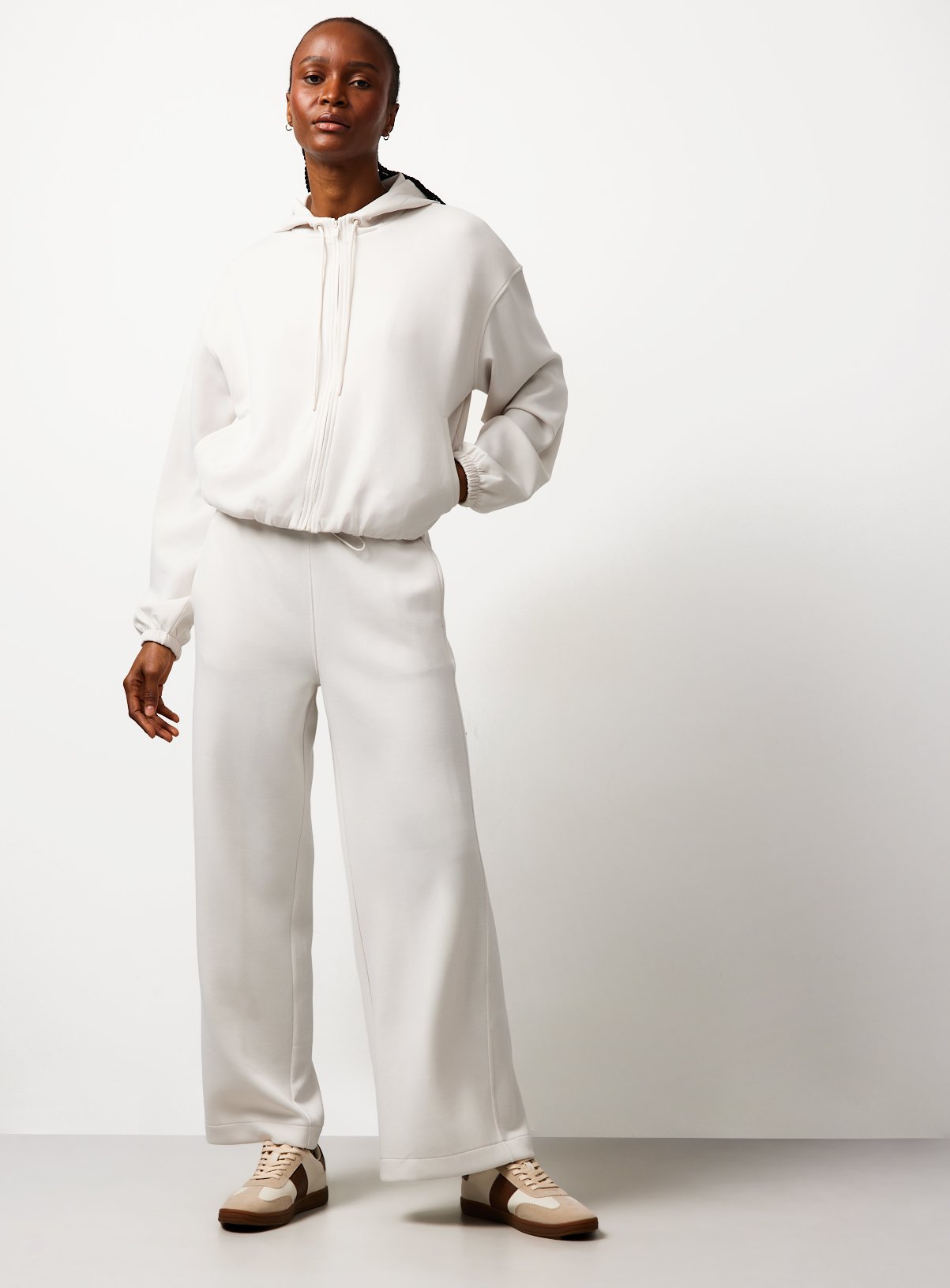 Cream Wide Leg Co-ord Trousers L - Image 1 thumbnail