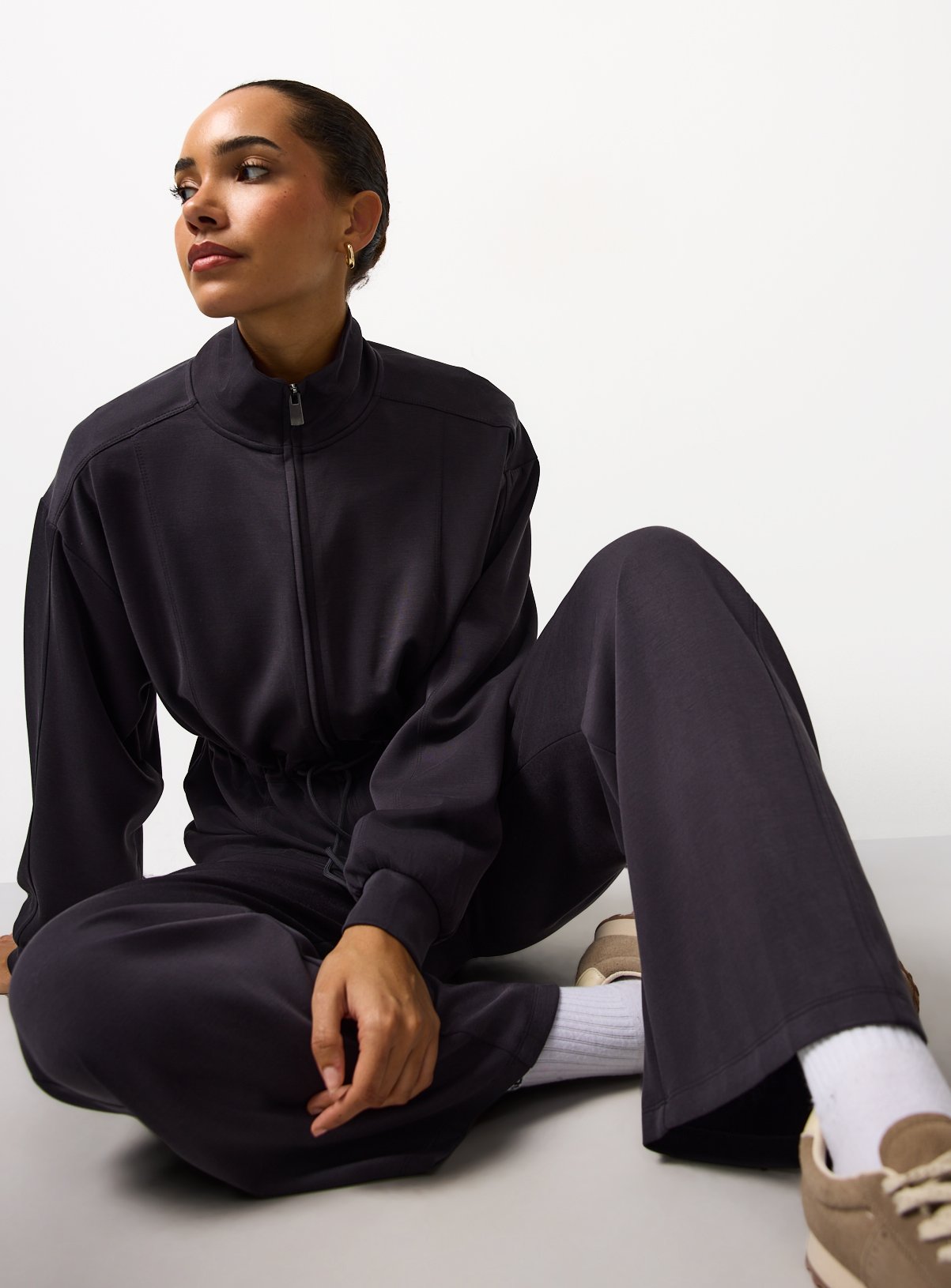 Charcoal Sandwashed Wide Leg Co-ord Joggers L - Image 2 thumbnail