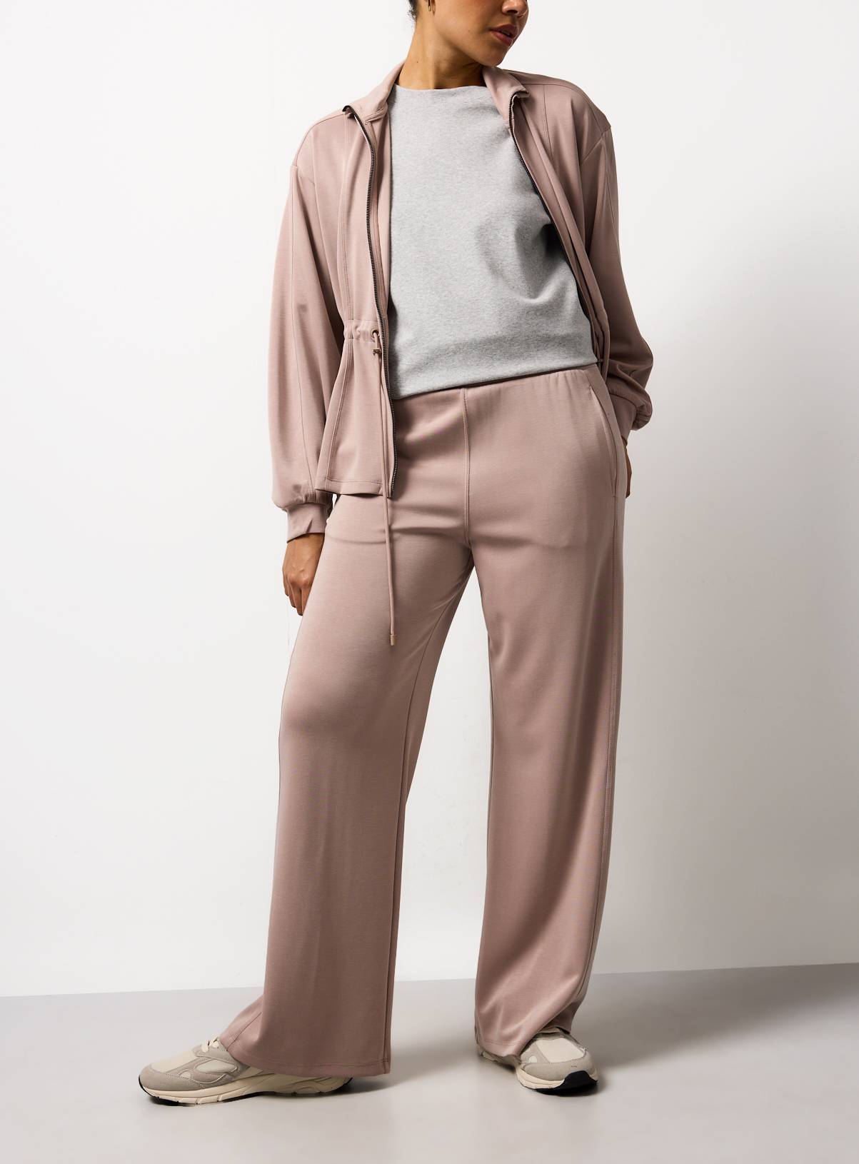 Taupe Sandwashed Wide Leg Co-ord Joggers L - Image 1