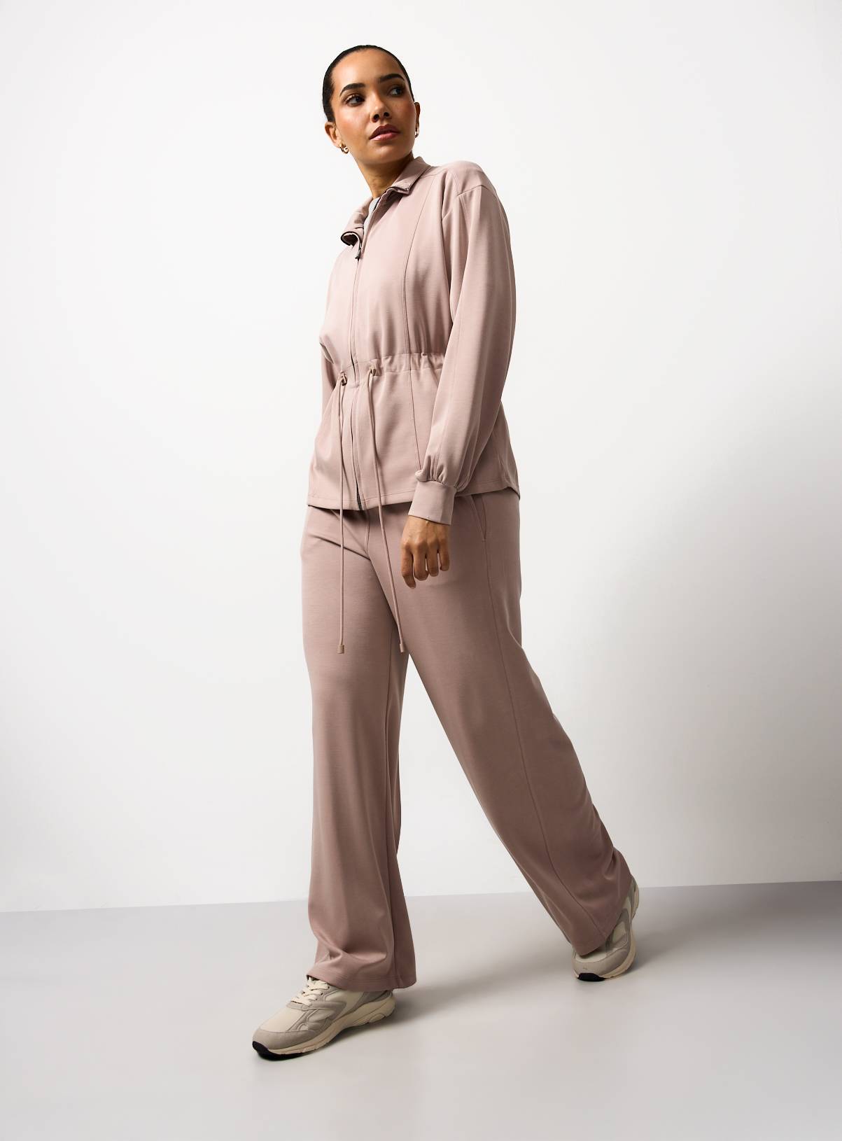 Taupe Sandwashed Wide Leg Co-ord Joggers L - Image 2