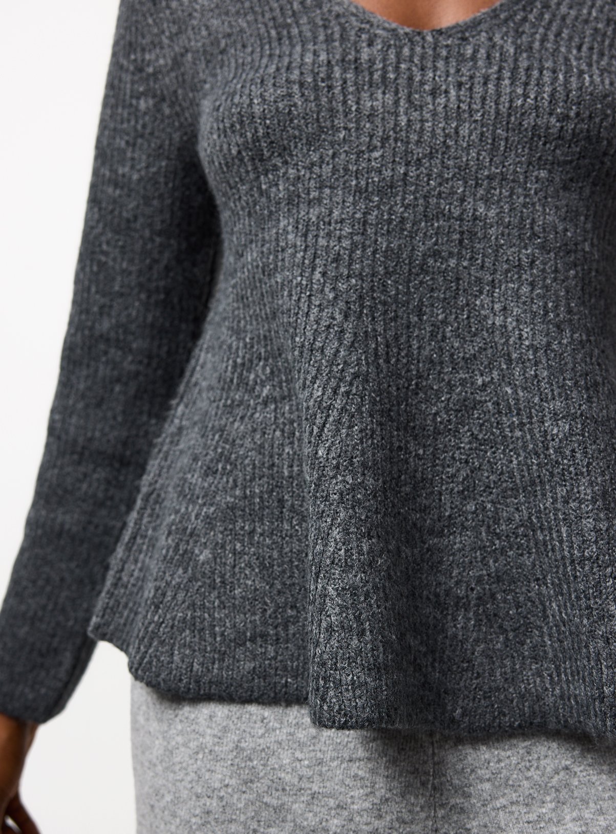 Charcoal Cinched Waist V-Neck Jumper 10 - Image 3 thumbnail