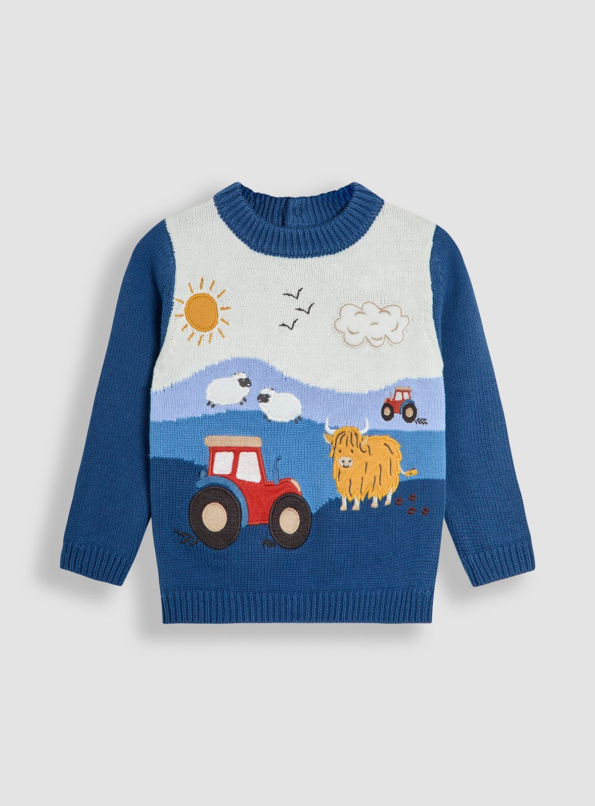 Blue Blue JOJO MAMAN BÉBÉ Tractor Scene Jumper (2-3 Years) - JoJo Maman Bebe by Sainsbury's