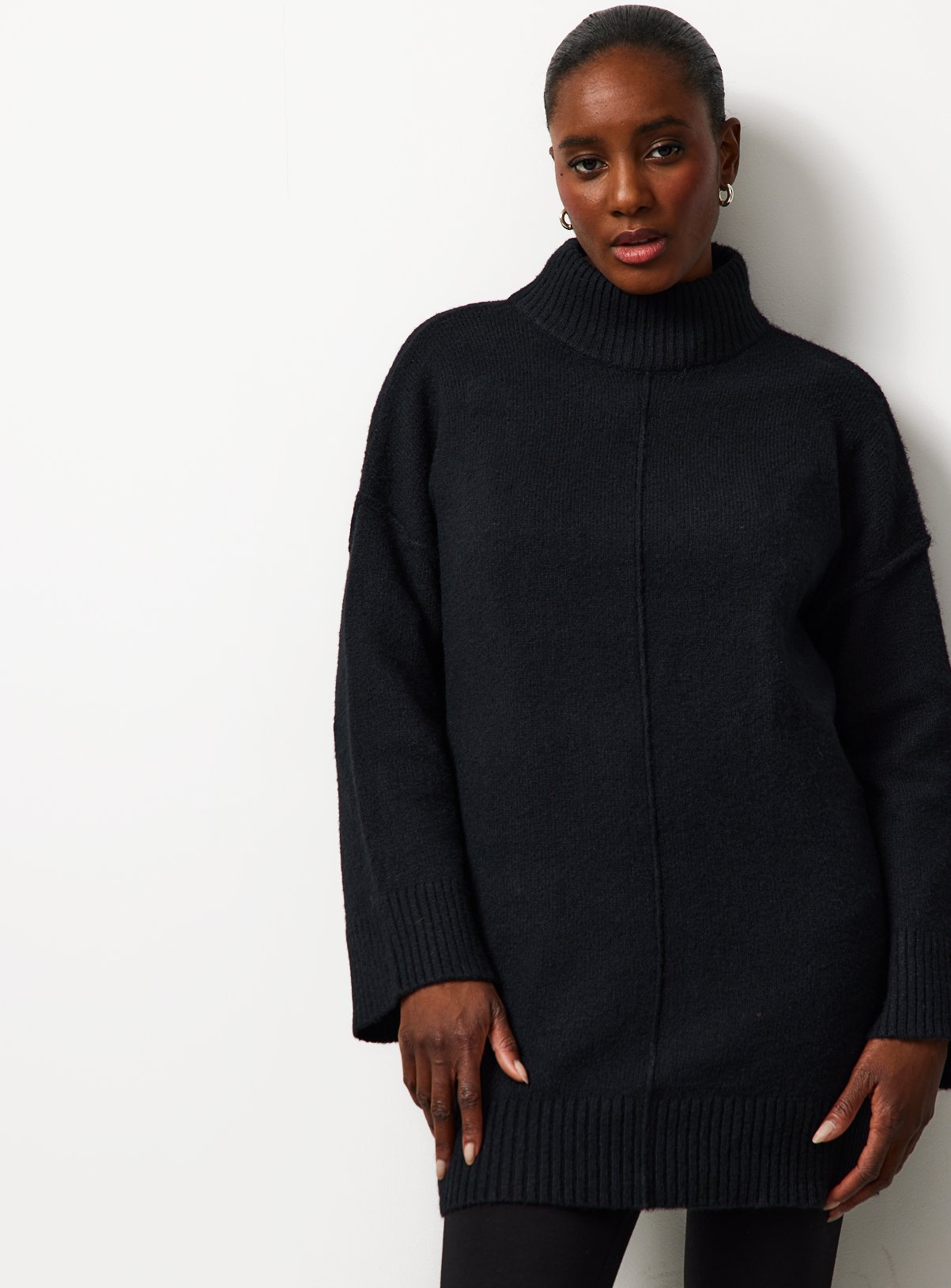 Black Seam Detail High Neck Tunic S - Image 3 thumbnail
