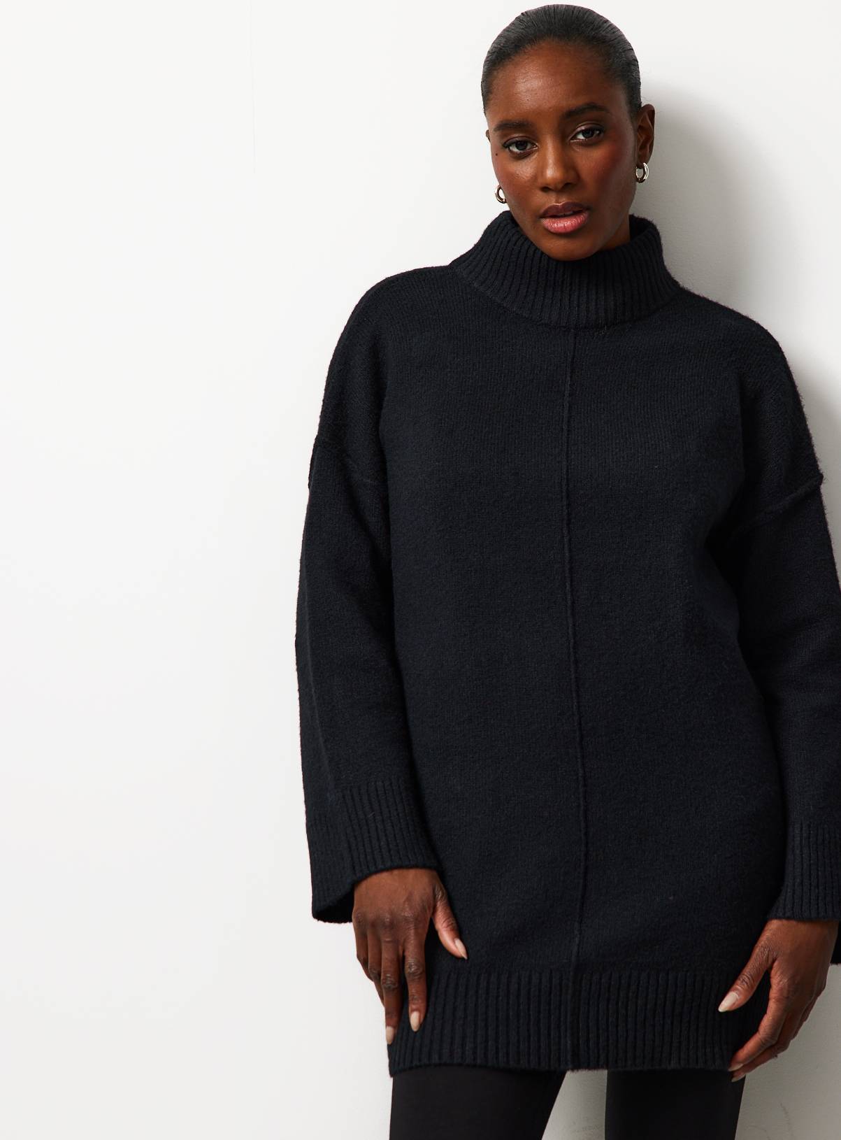 Black Seam Detail High Neck Tunic XXL - Image 3