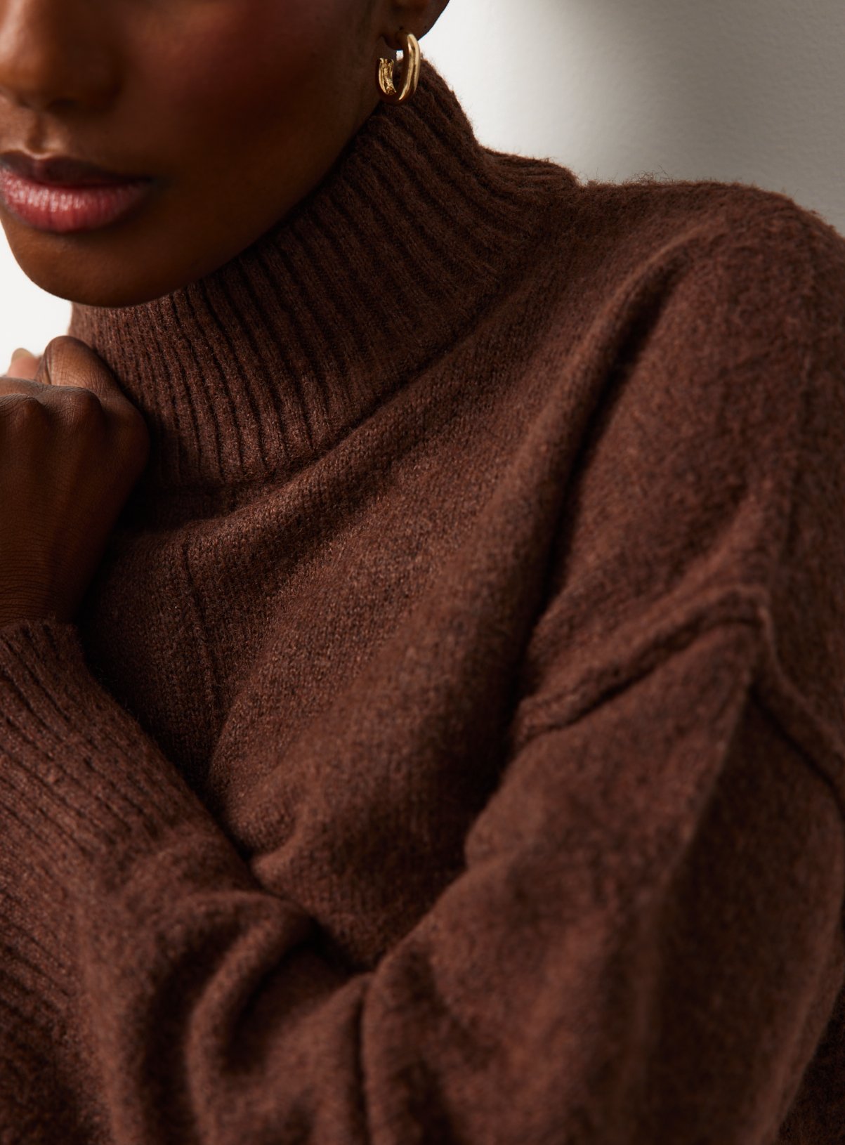 Brown Seam Detail High Neck Tunic XL - Image 2 thumbnail