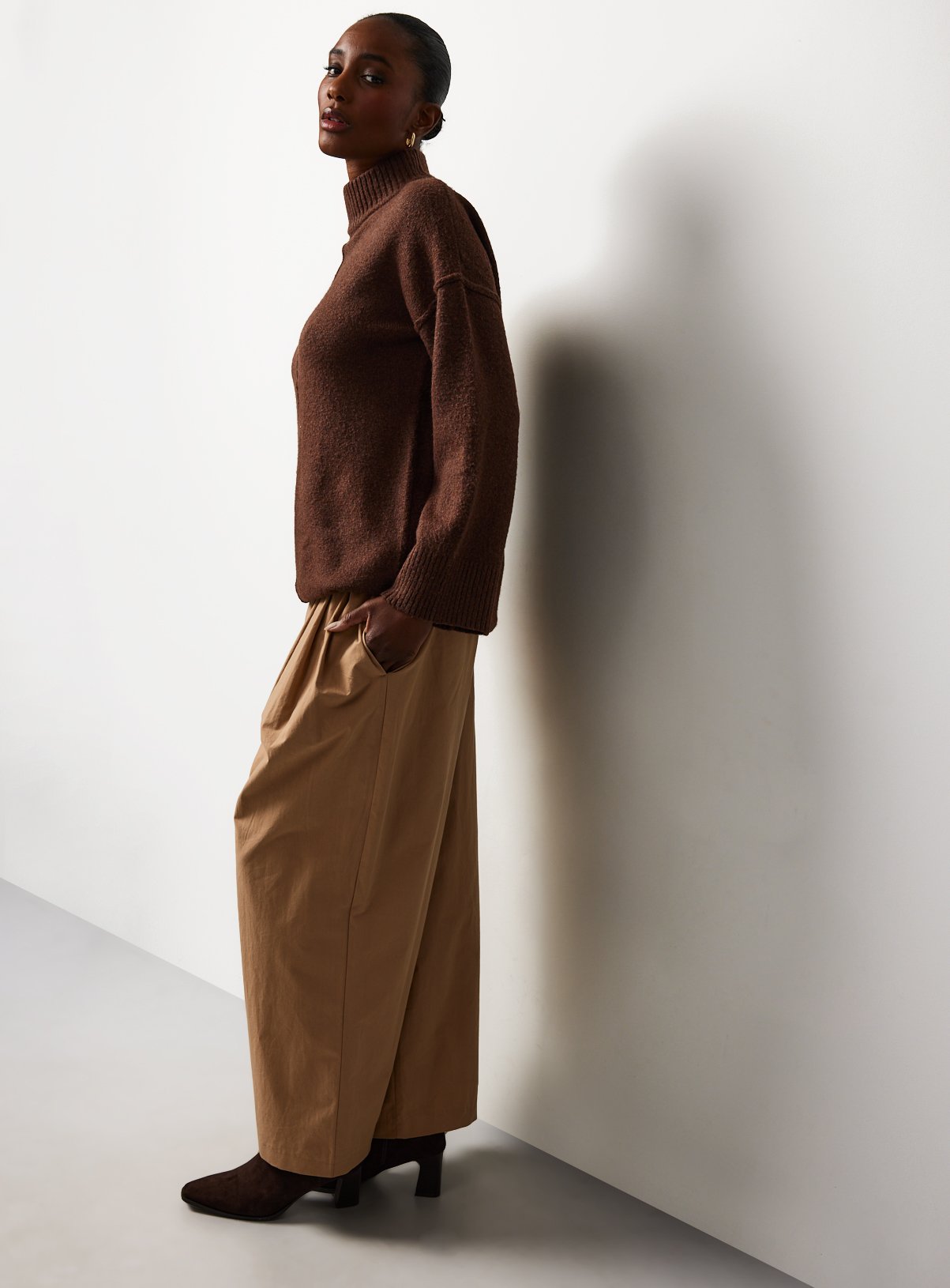 Brown Seam Detail High Neck Tunic XL - Image 3 thumbnail