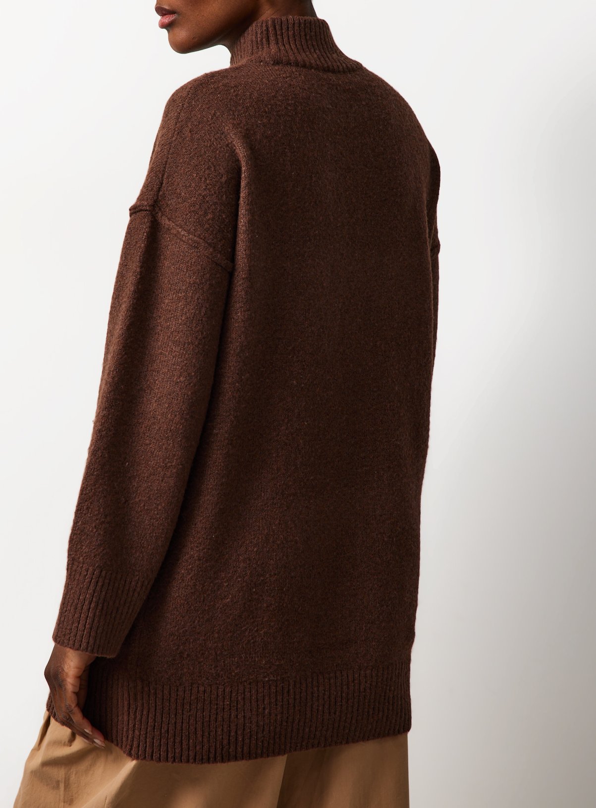 Brown Seam Detail High Neck Tunic XL - Image 4 thumbnail