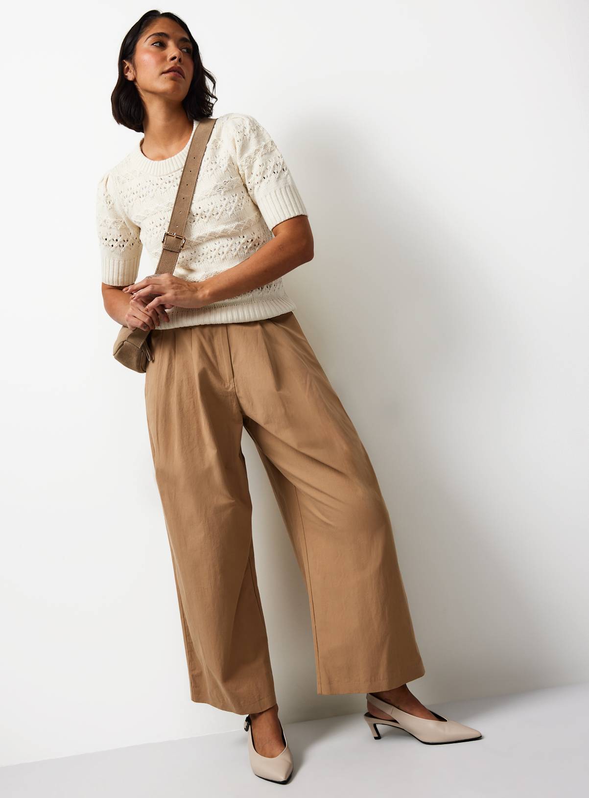 Cream Chunky Pointelle Stitch Tee 10 - Image 2