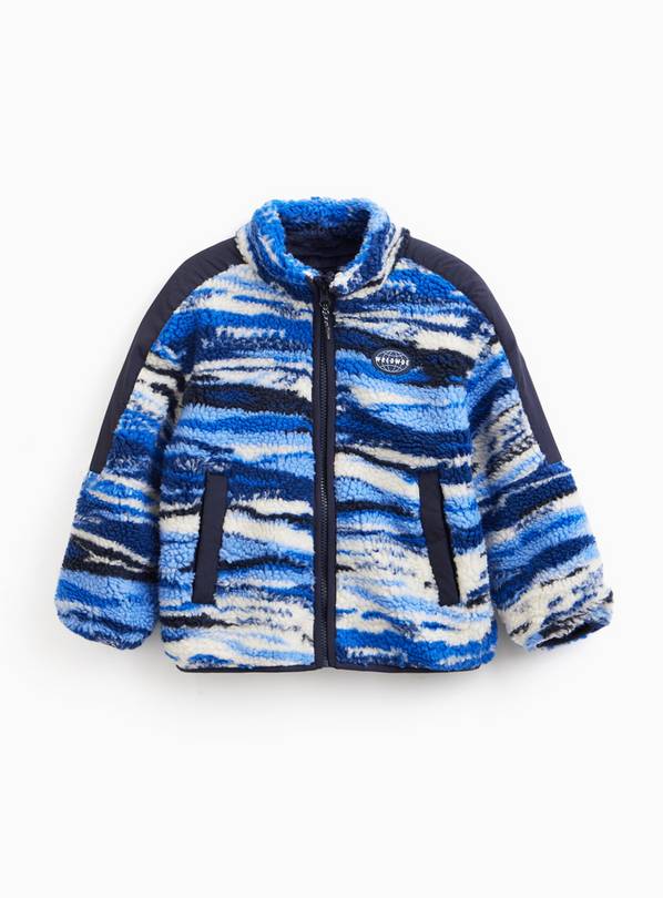 Stonewashed Printed Blue Borg Jacket 1 year