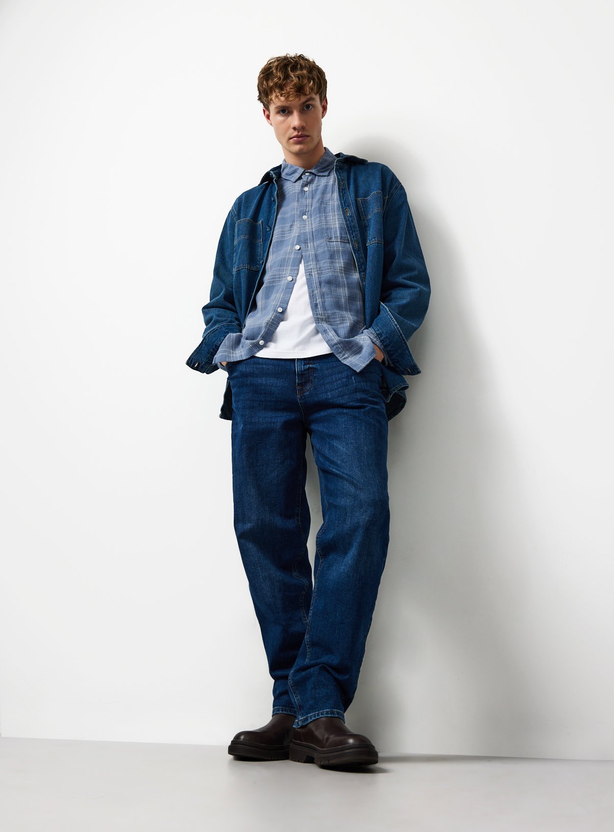 Blue Checked Brushed Long Sleeve Shirt XXL - Image 2 thumbnail