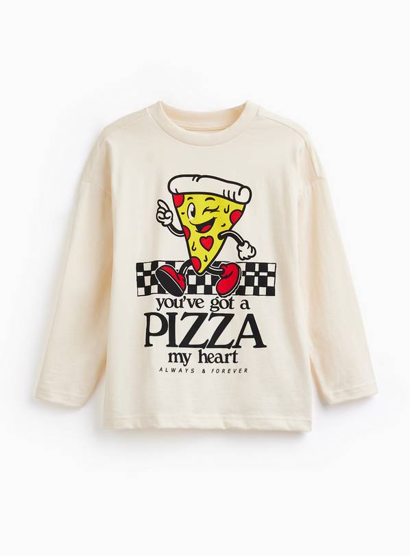 White Valentine's Day Pizza My Heart Long Sleeve Tee 11 years