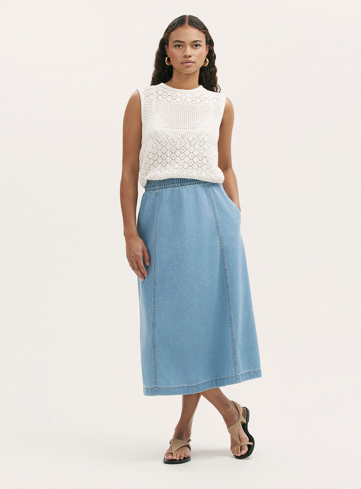 FINERY Winona Denim Skirt Light Blue 12 - Image 2 thumbnail