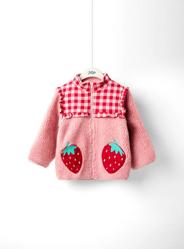 JOJO MAMAN BÉBÉ Strawberry Pocket Fleece Zip Up Jacket 6-12 months