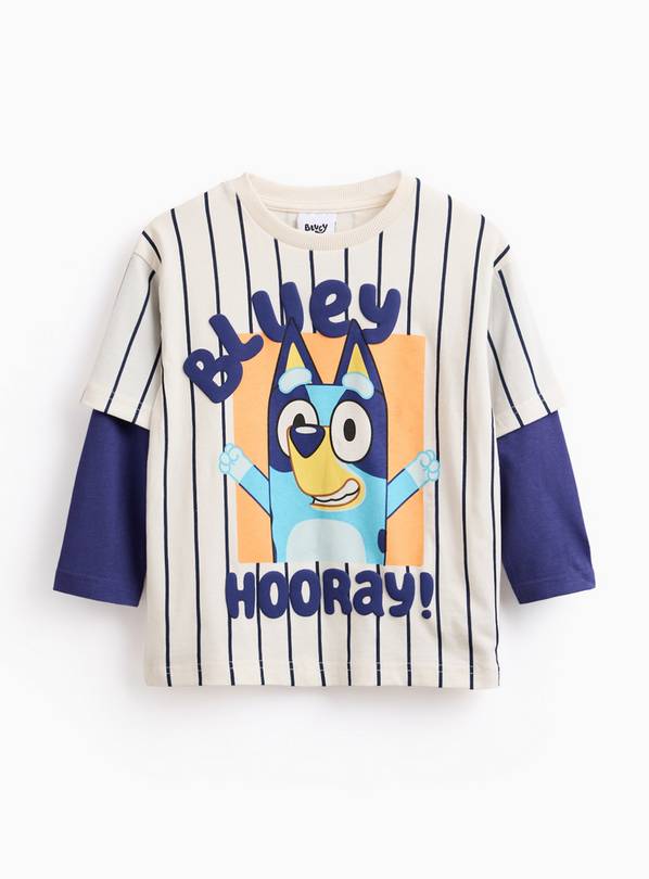 Navy Bluey Character Print Mock Sleeve T-Shirt 2-3 years