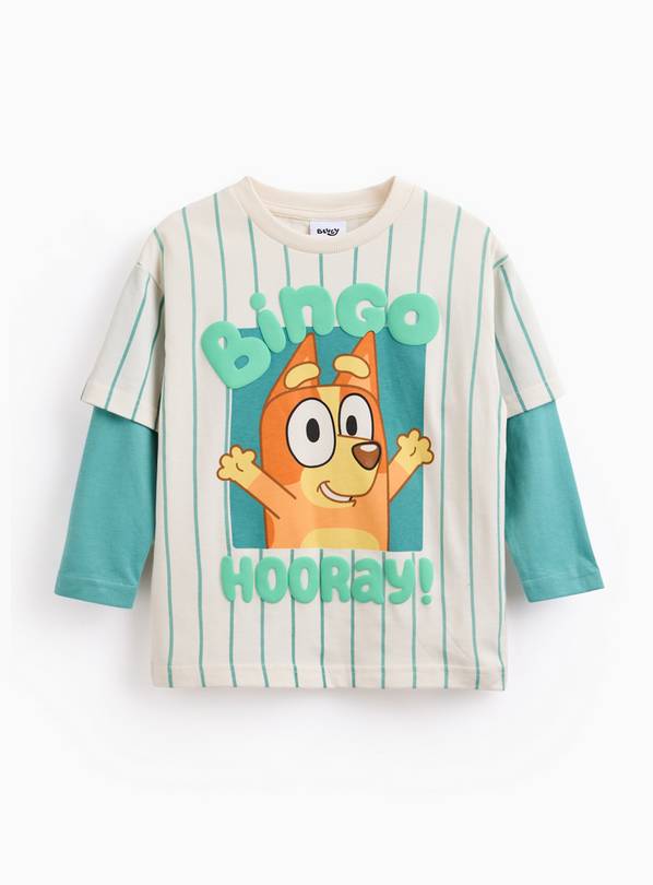 Orange Bluey Character Print Mock Sleeve T-Shirt 1-2 years