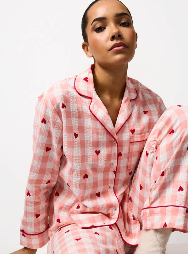 Pink Gingham Seersucker Traditional Pyjamas 22