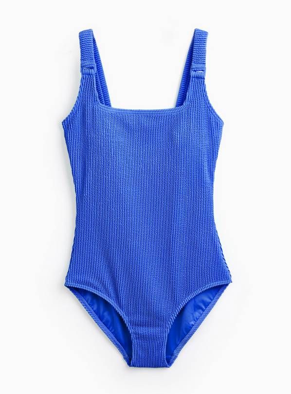 Blue Crinkle Square Neck Swimsuit 20
