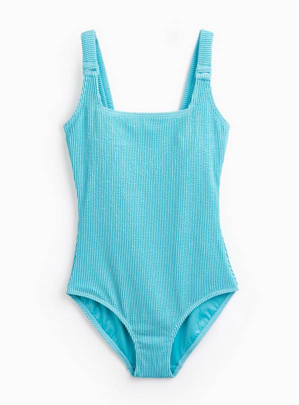 Turquoise Crinkle Square Neck Swimsuit  16
