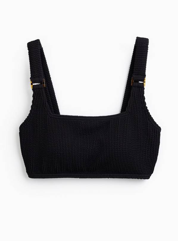 Black Crinkle Square Neck Bikini Top 20