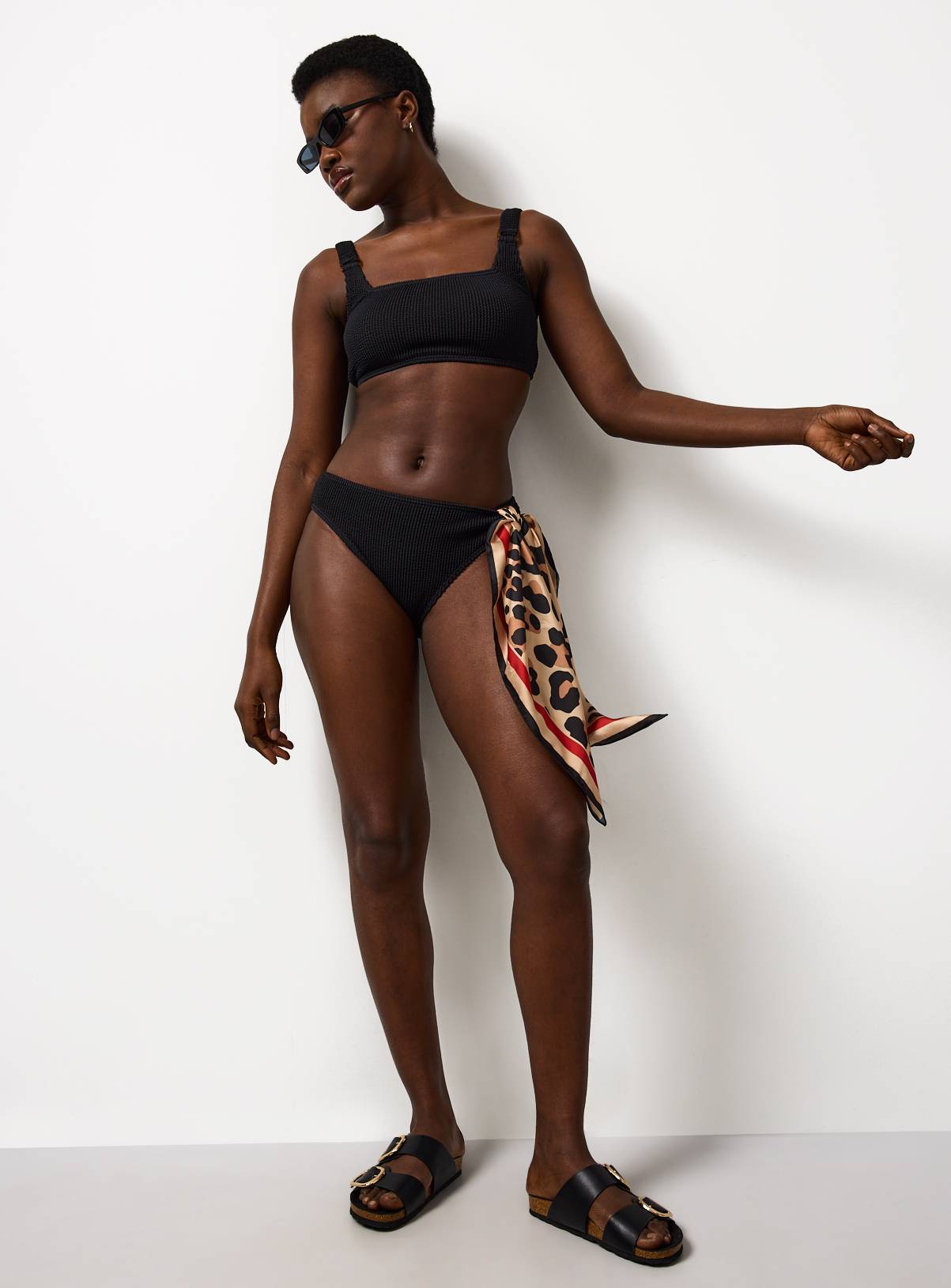 Black Crinkle Square Neck Bikini Top 20 - Image 2