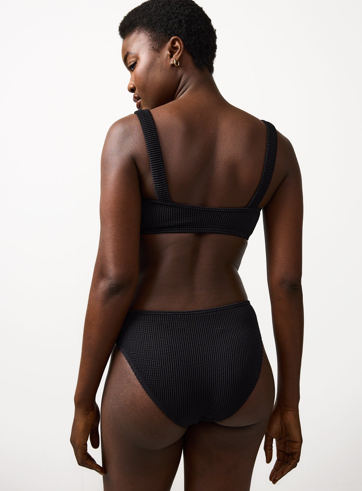 Black Crinkle High Leg Bikini Bottoms 14 - Image 6 thumbnail