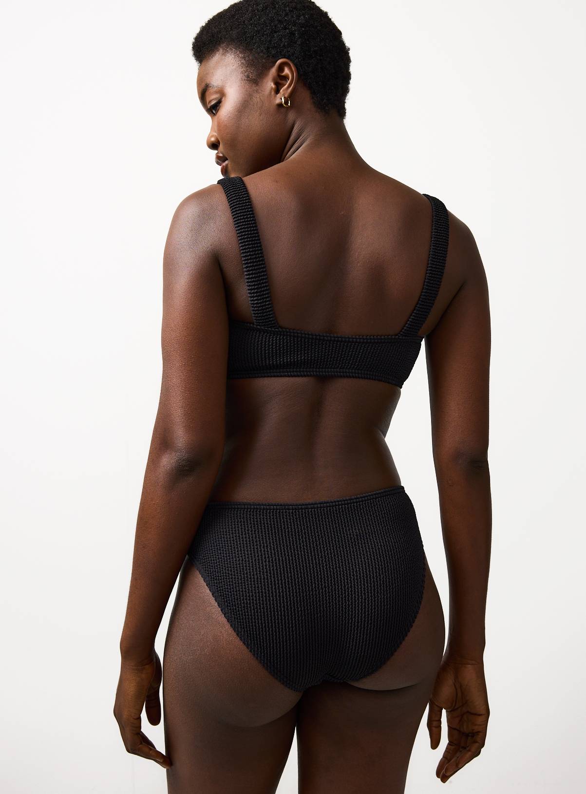 Black Crinkle High Leg Bikini Bottoms 14 - Image 6