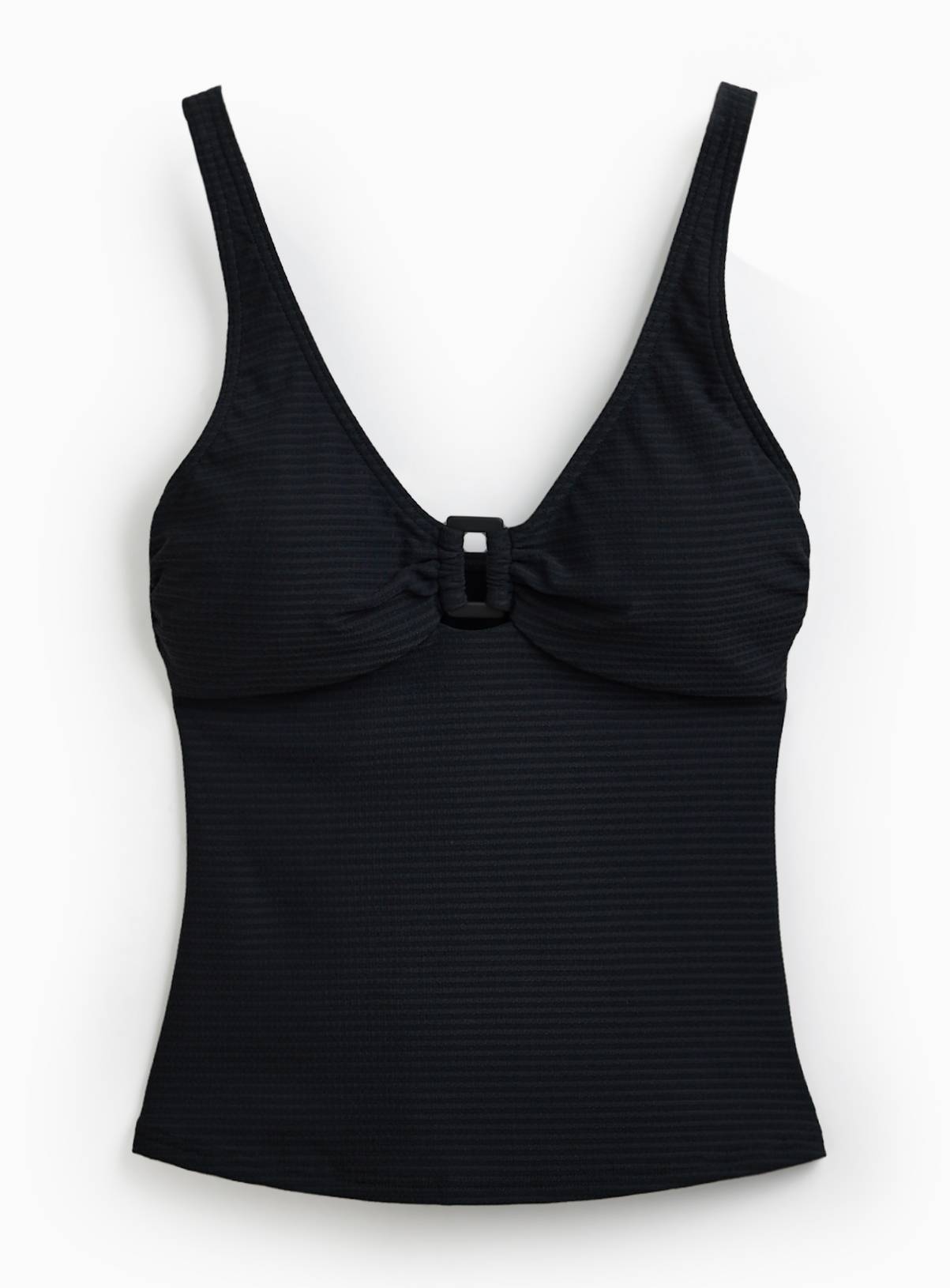 Black Square Ring Textured Tankini Top 18 - Image 4