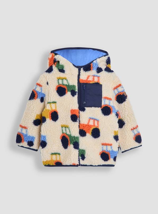 JOJO MAMAN BÉBÉ Tractor Hooded Borg Jacket 6-12 months