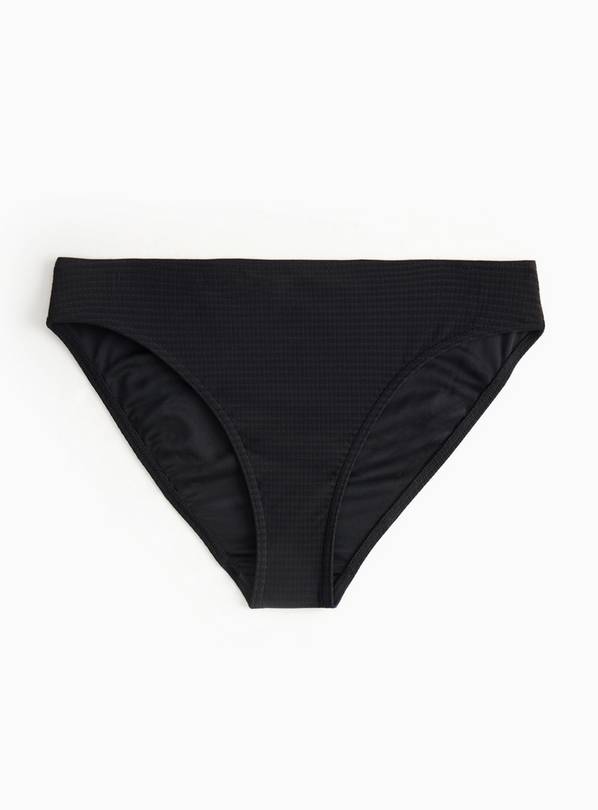 Black Square Ring Textured High Leg Tankini Briefs  16