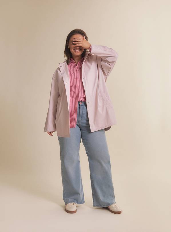 SIMPLY BE Pink Short Rubberised Raincoat 18