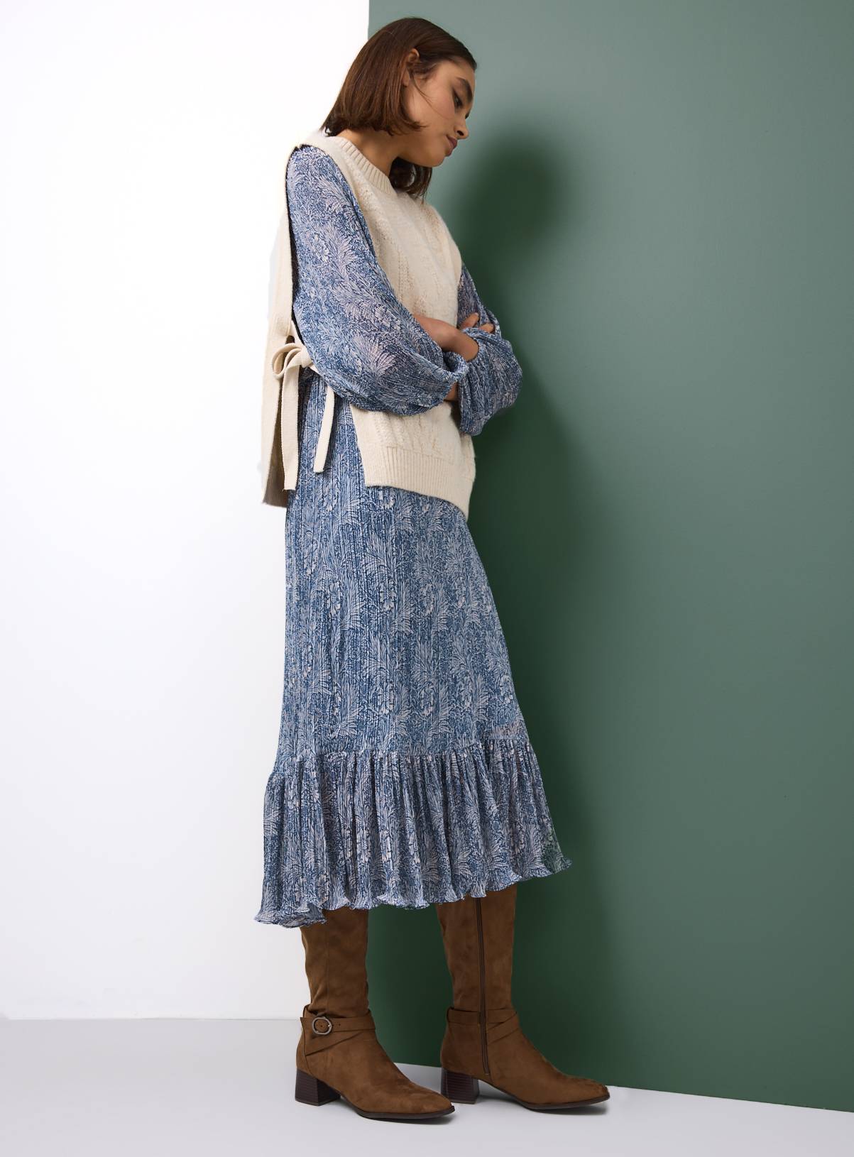 Tu x Morris & Co. Cream Marigold Knitted Side-Tie Vest S - Image 3