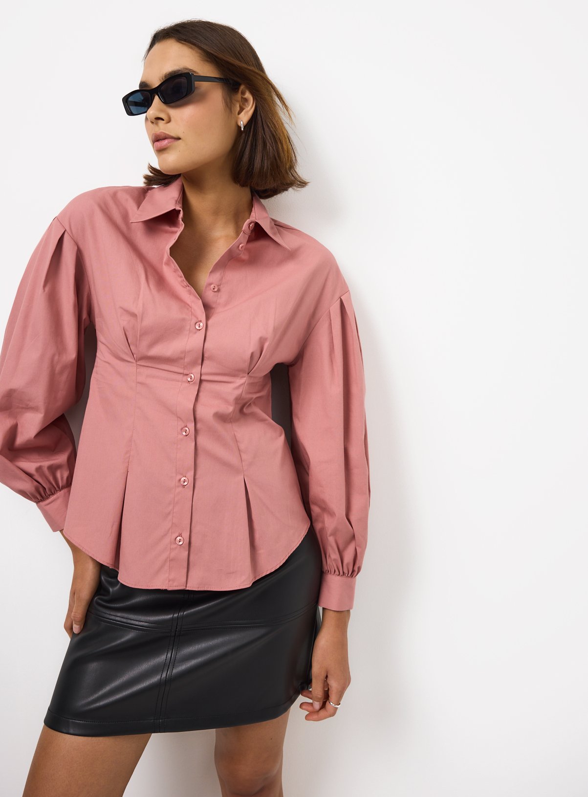Pink Cinched Waist Detail Shirt 12 - Image 1 thumbnail