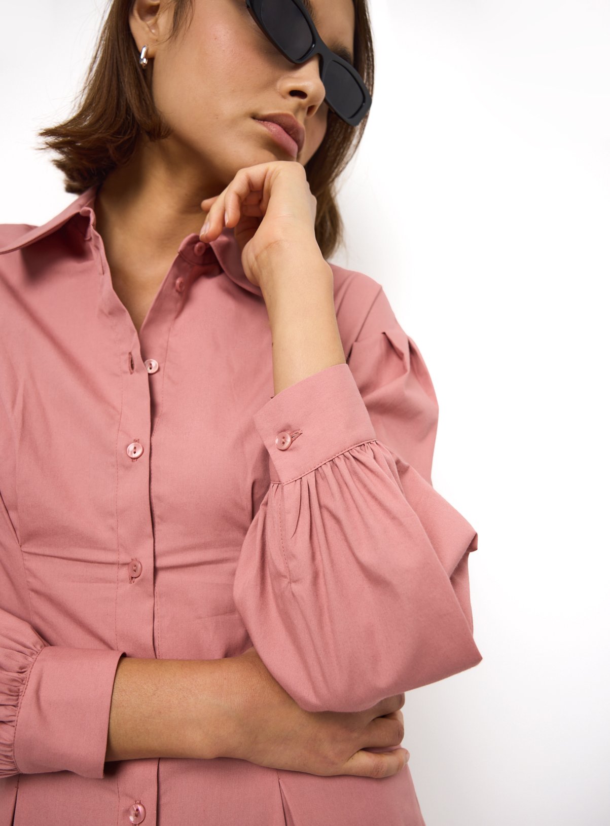 Pink Cinched Waist Detail Shirt 12 - Image 3 thumbnail
