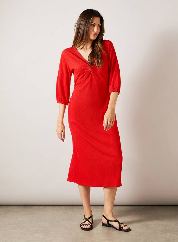 WALLIS Red Jersey Twist Front Midaxi Dress 18