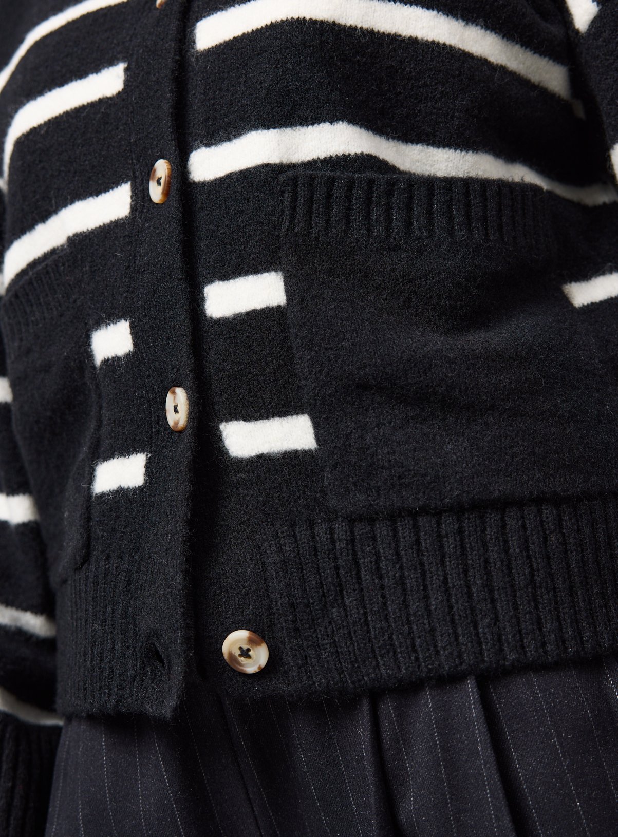 Mono Striped Boxy Button Up Cardigan 6 - Image 3 thumbnail