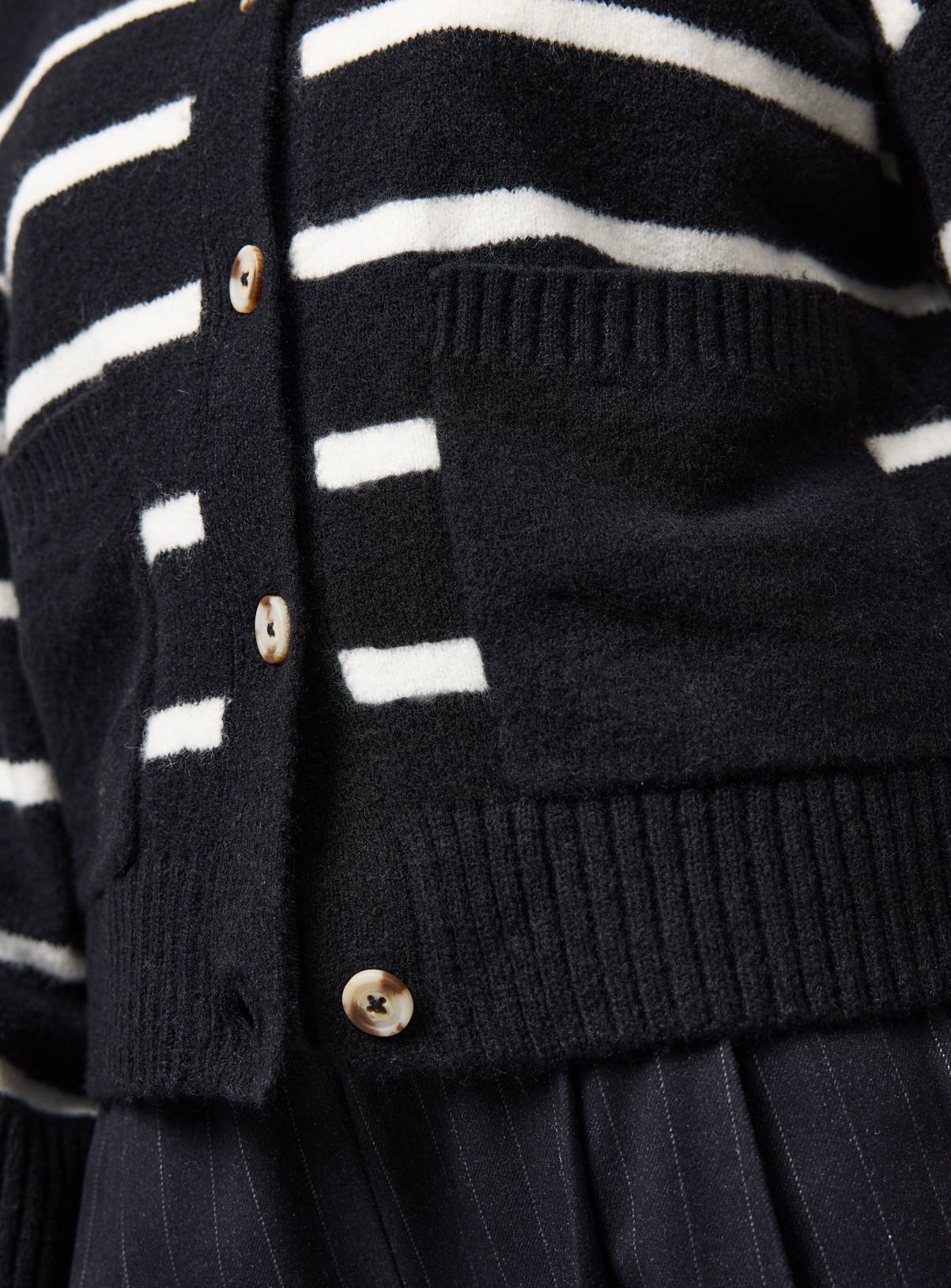 Mono Striped Boxy Button Up Cardigan 6 - Image 3