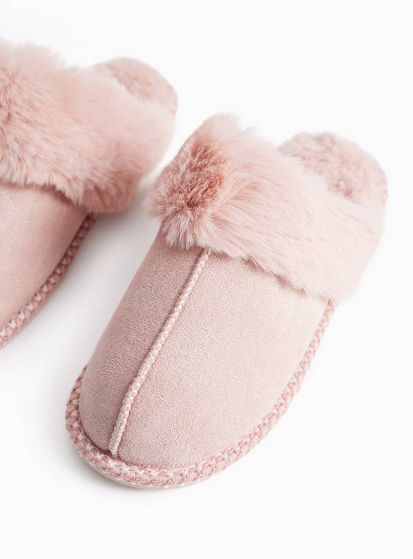 Pink Stitch Detail Slippers L