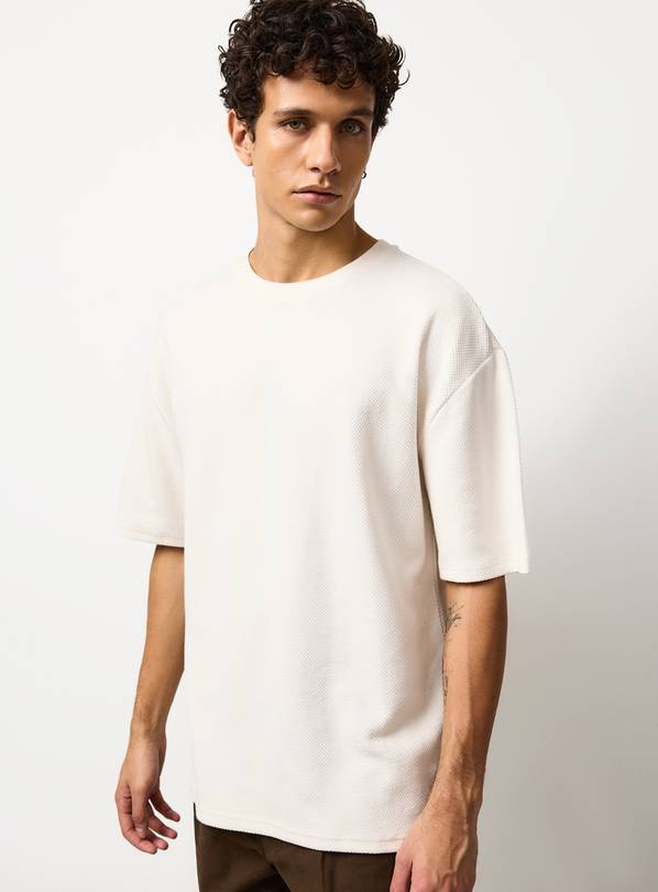 Cream Textured T-Shirt XL