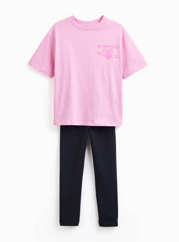 Sporty Pink T-Shirt & Leggings Set 6 years